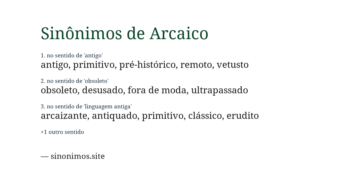 Sinônimo de arcaico