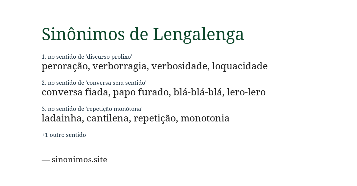 Sinônimo de lengalenga