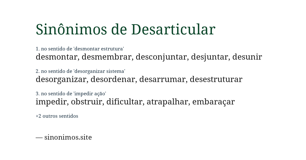 Sinônimo de desarticular