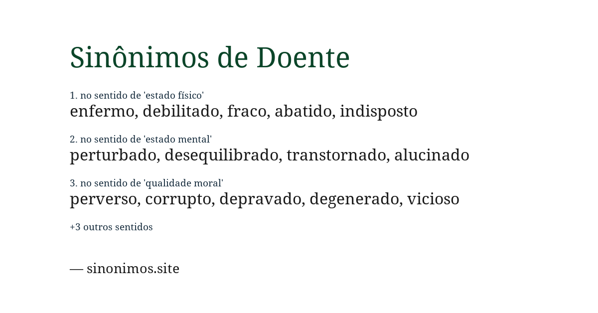 Sinônimo de doente