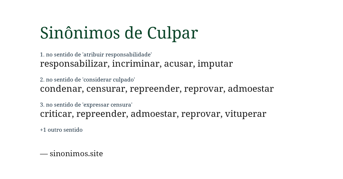 Sinônimo de culpar