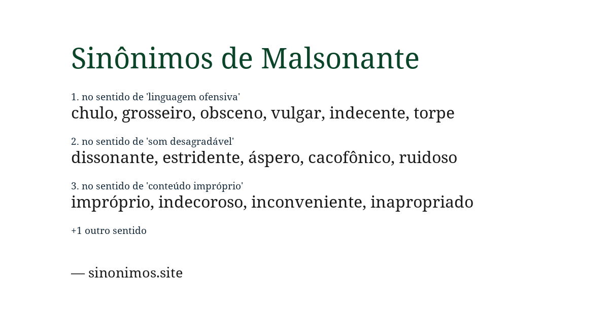 Sinônimo de malsonante