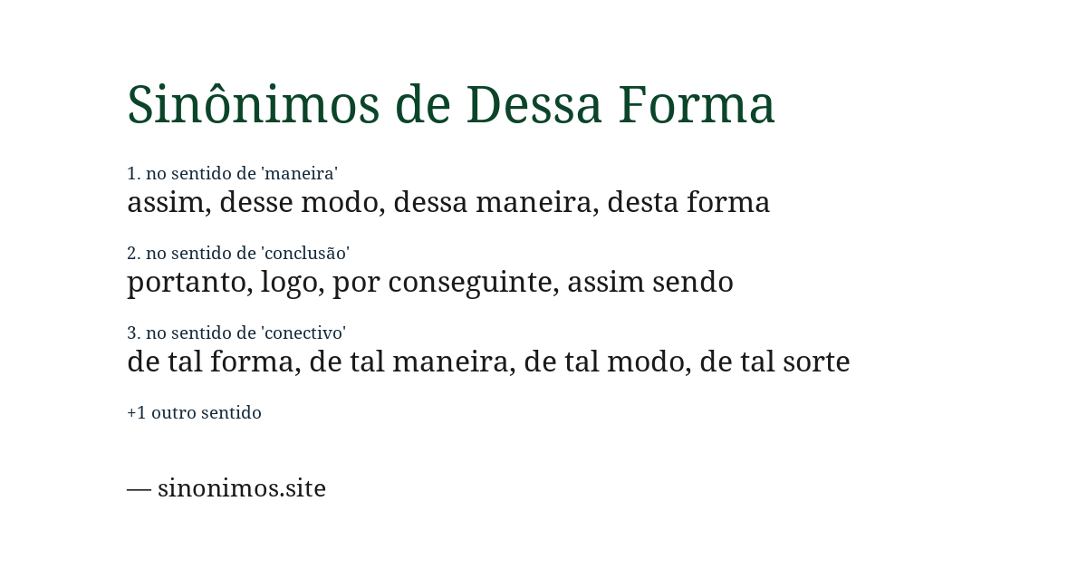 Sinônimo de dessa forma