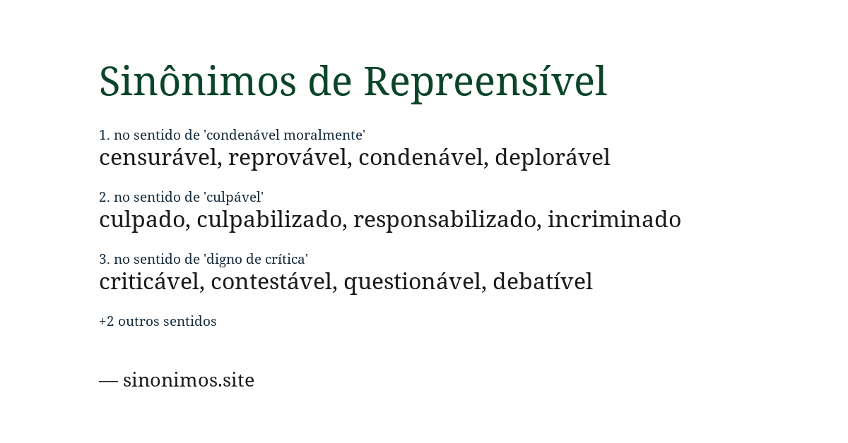 Sinônimo de repreensível