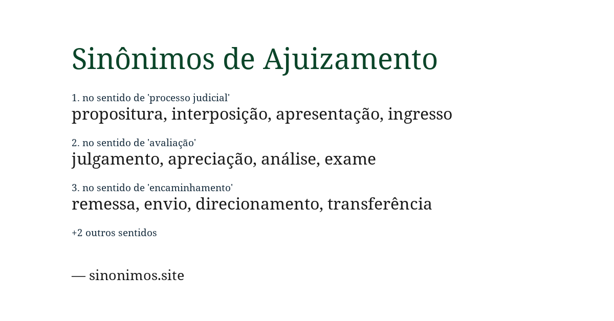 Sinônimo de ajuizamento