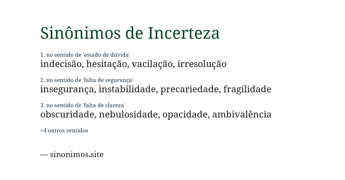 Sinônimo de incerteza