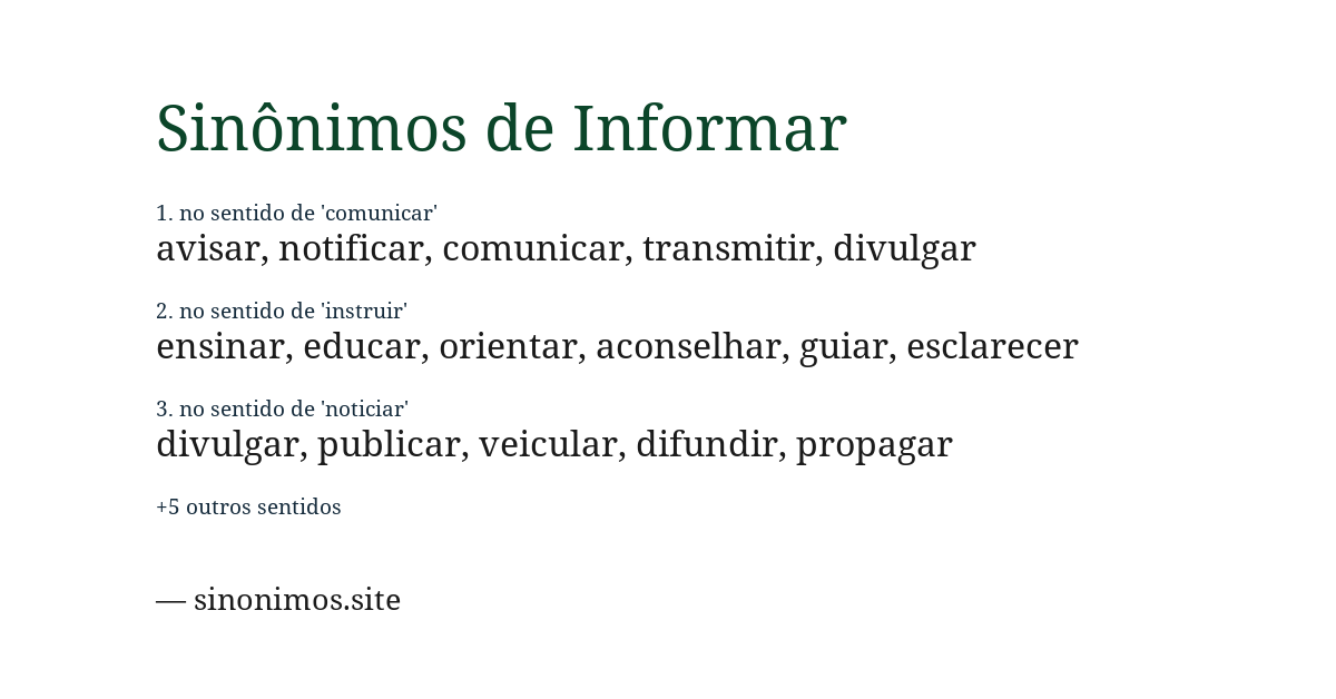 Sinônimo de informar