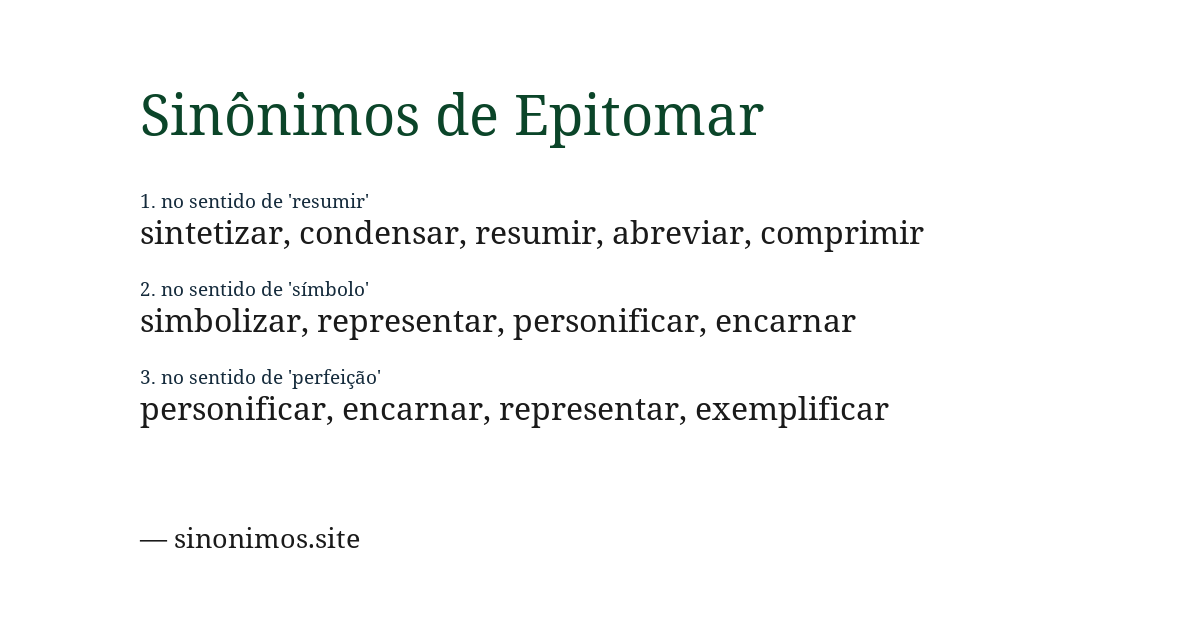 Sinônimo de epitomar