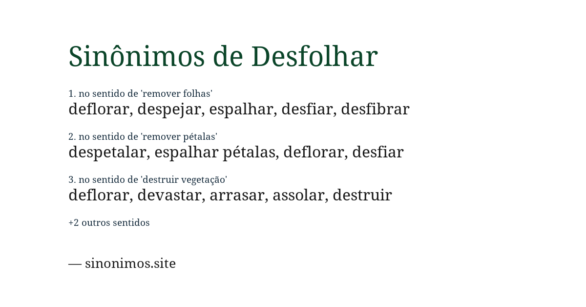 Sinônimo de desfolhar