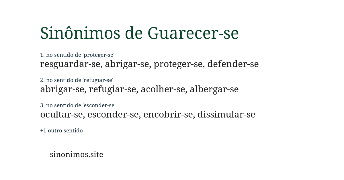 Sinônimo de guarecer-se