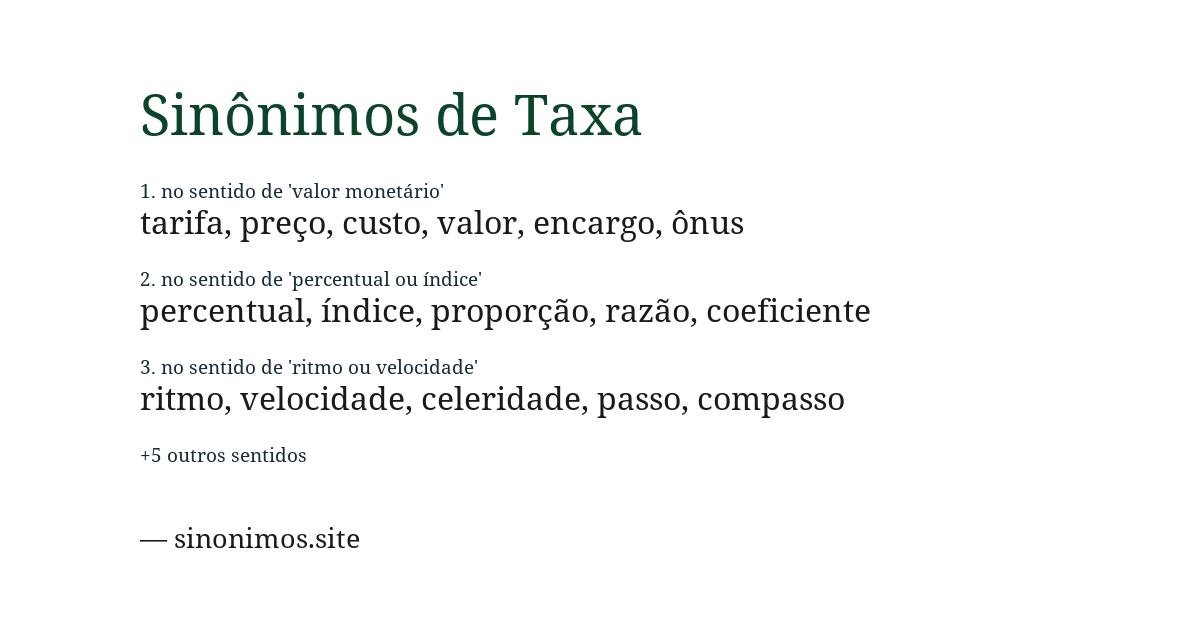 Sinônimo de taxa
