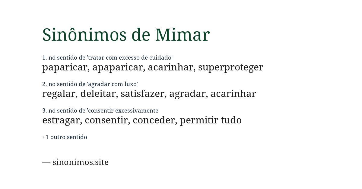 Sinônimo de mimar