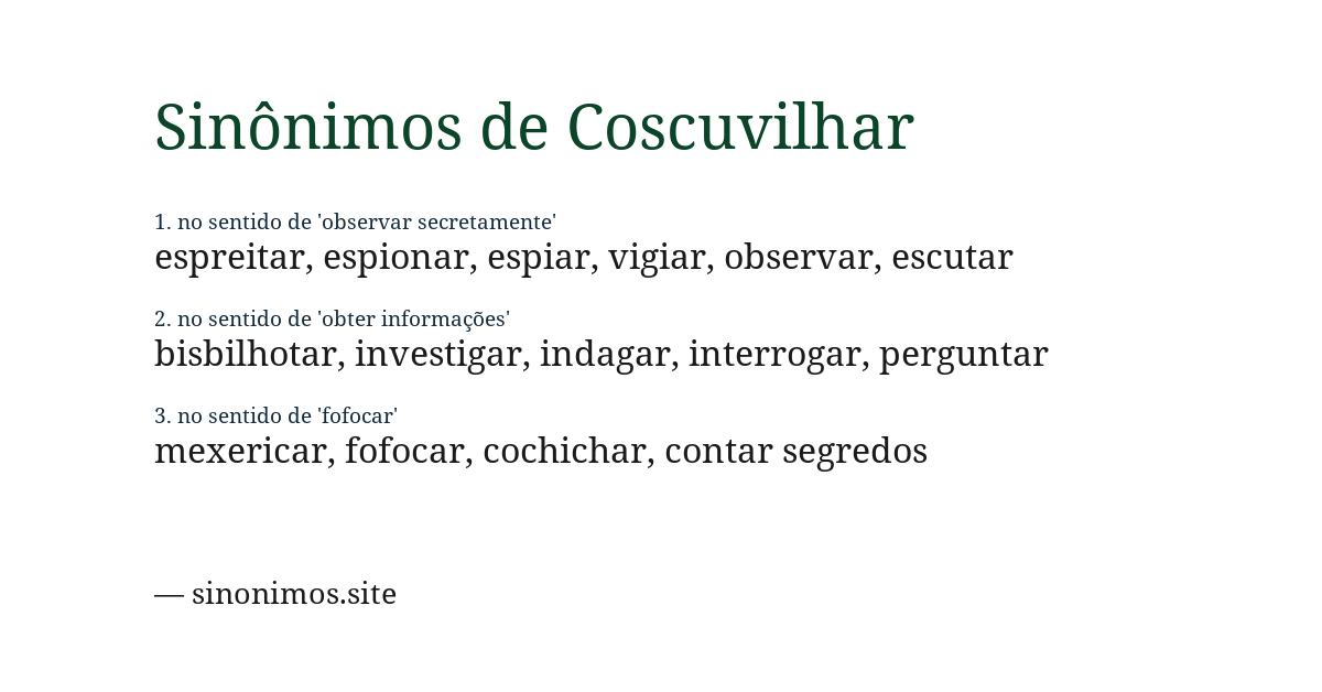 Sinônimo de coscuvilhar