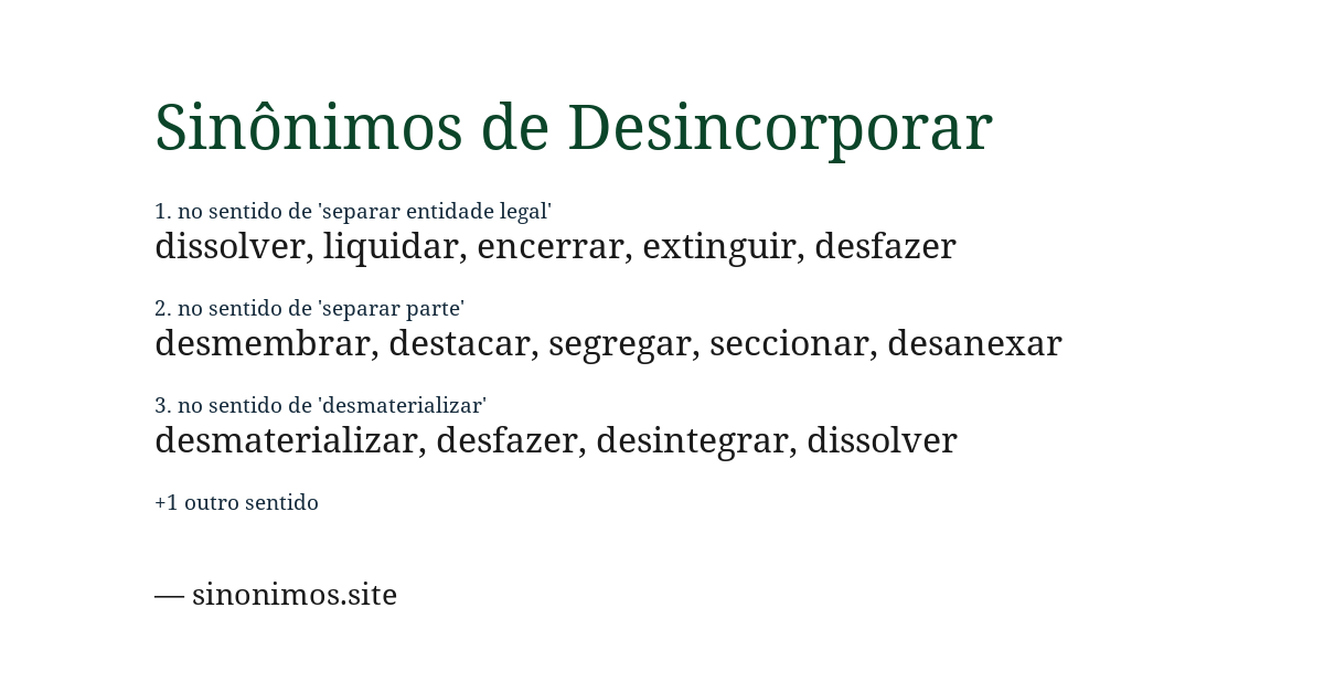 Sinônimo de desincorporar