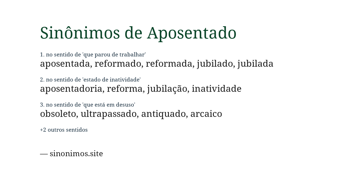 Sinônimo de aposentado