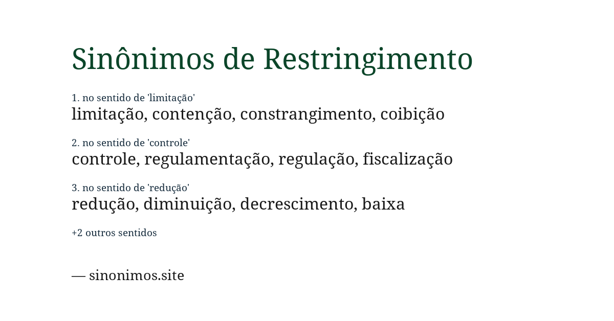 Sinônimo de restringimento