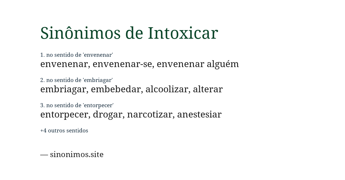 Sinônimo de intoxicar