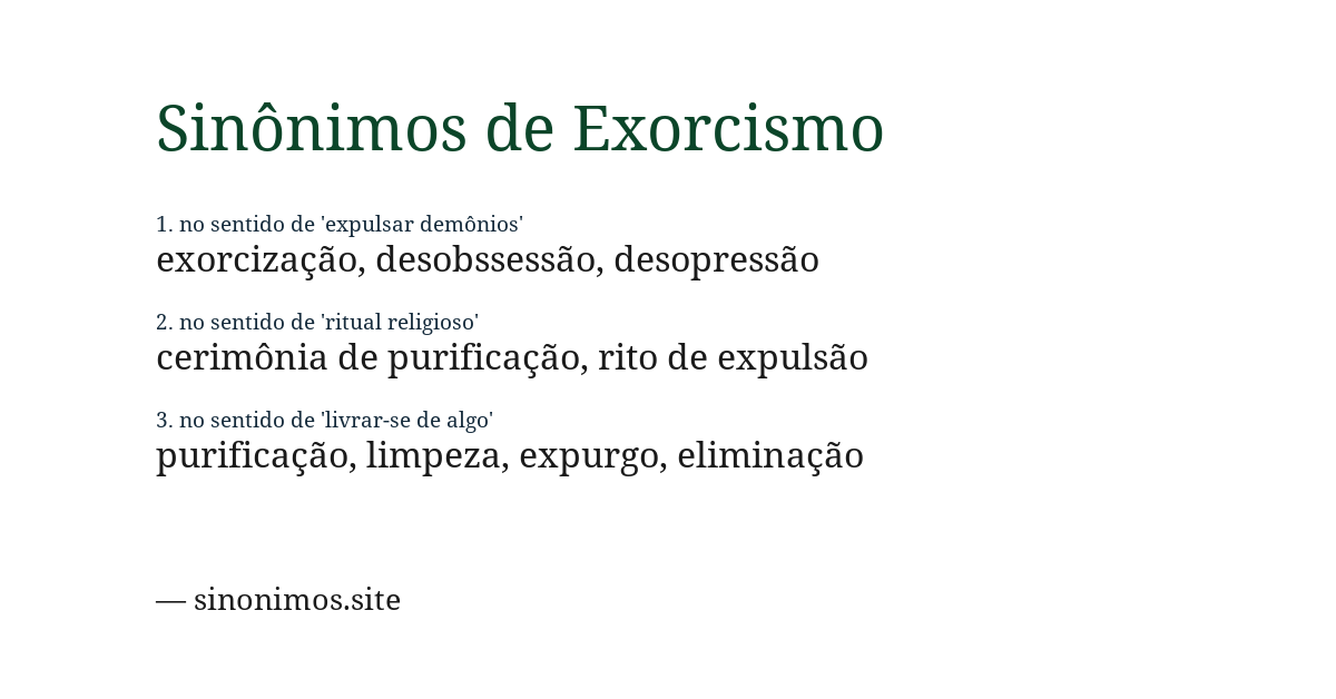 Sinônimo de exorcismo