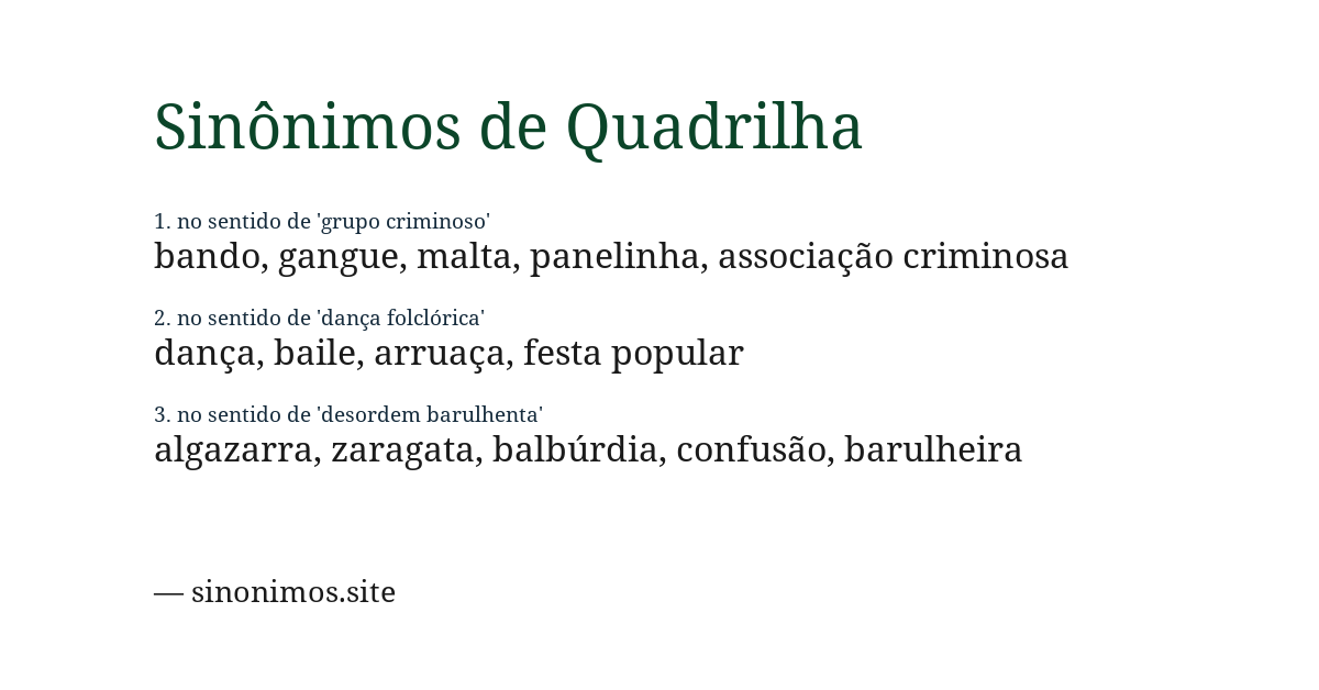 Sinônimo de quadrilha
