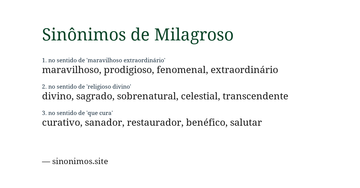 Sinônimo de milagroso