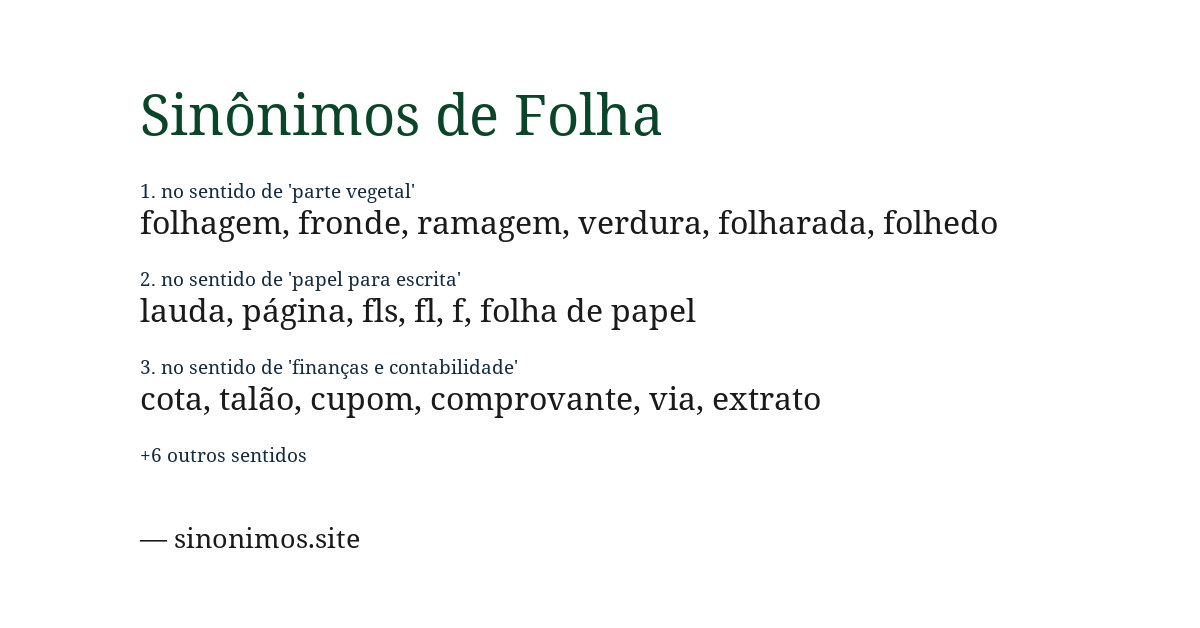 Sinônimo de folha