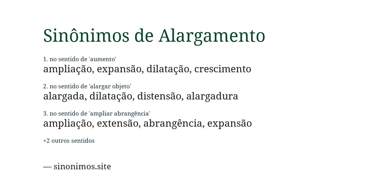 Sinônimo de alargamento