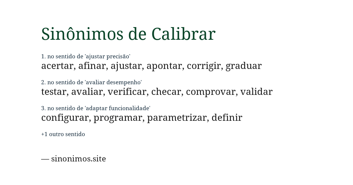 Sinônimo de calibrar