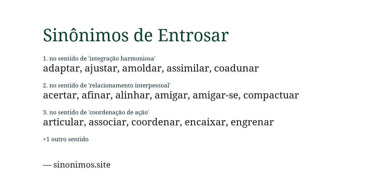 Sinônimo de entrosar