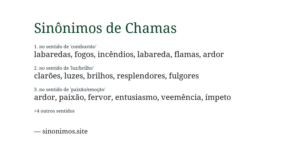 Sinônimo de chamas