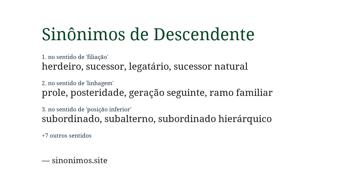 Sinônimo de descendente