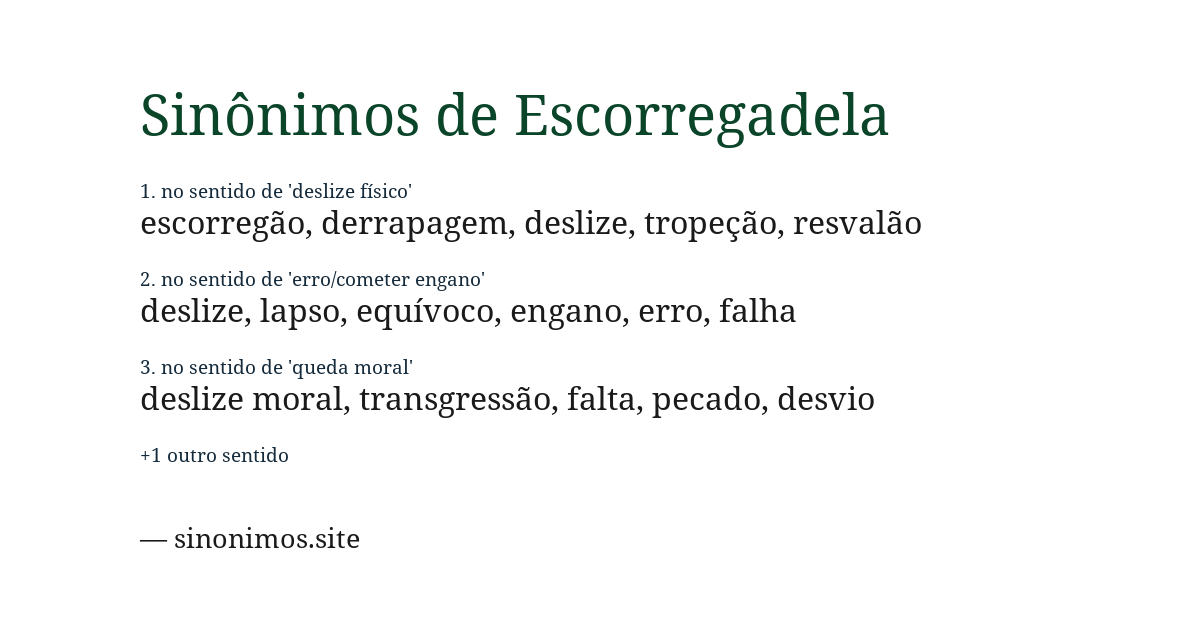 Sinônimo de escorregadela