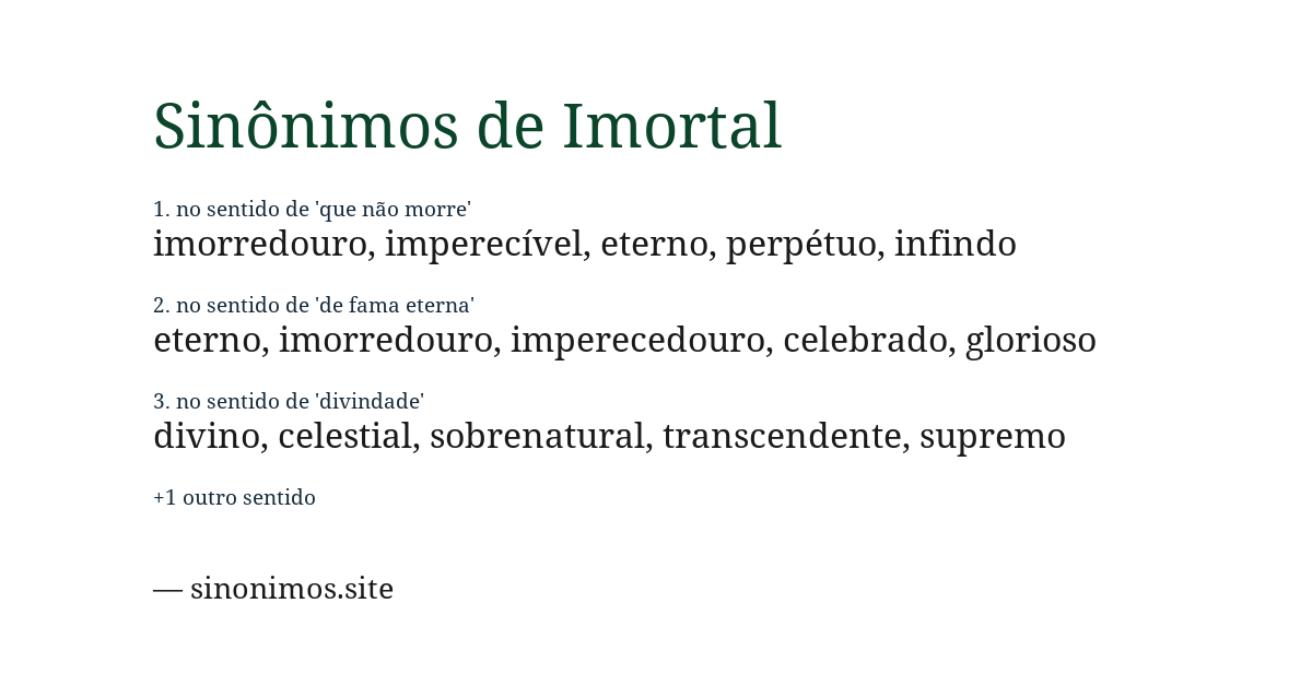 Sinônimo de imortal