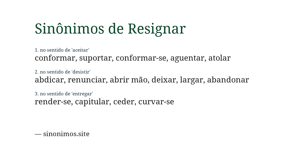 Sinônimo de resignar