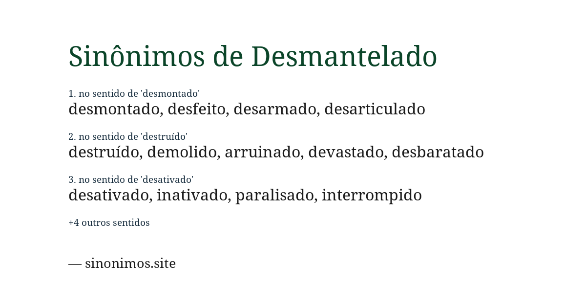 Sinônimo de desmantelado