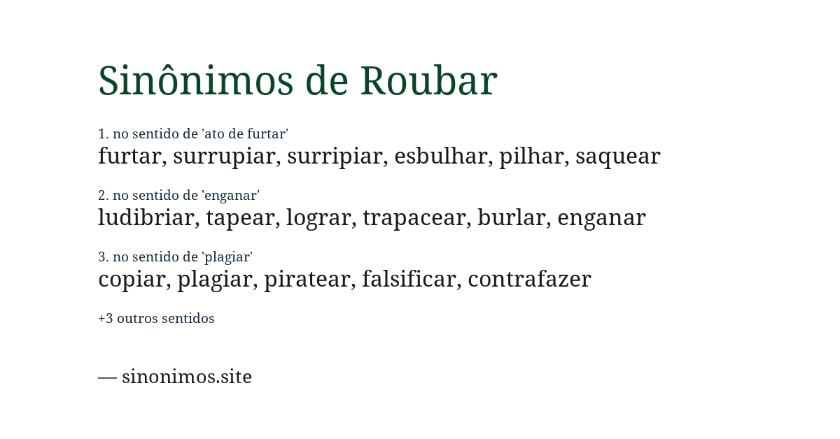 Sinônimo de roubar