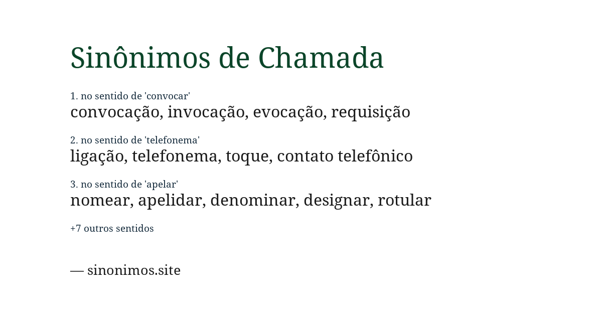 Sinônimo de chamada