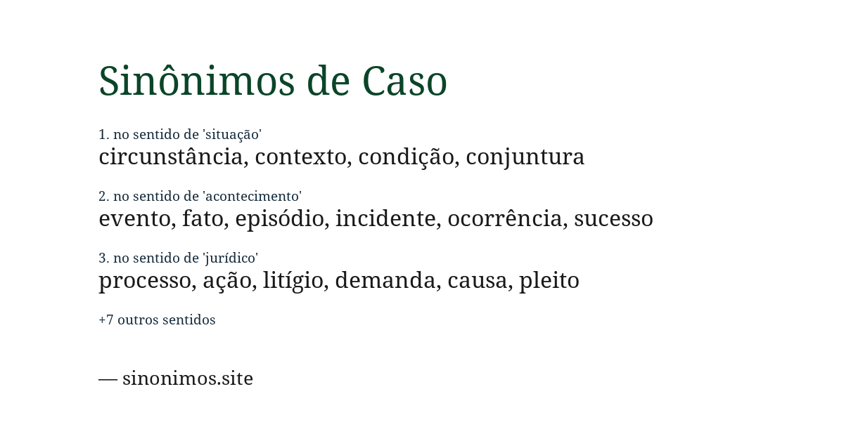 Sinônimo de caso