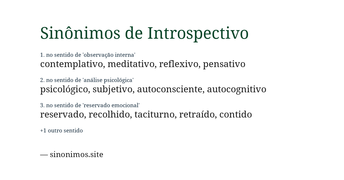 Sinônimo de introspectivo